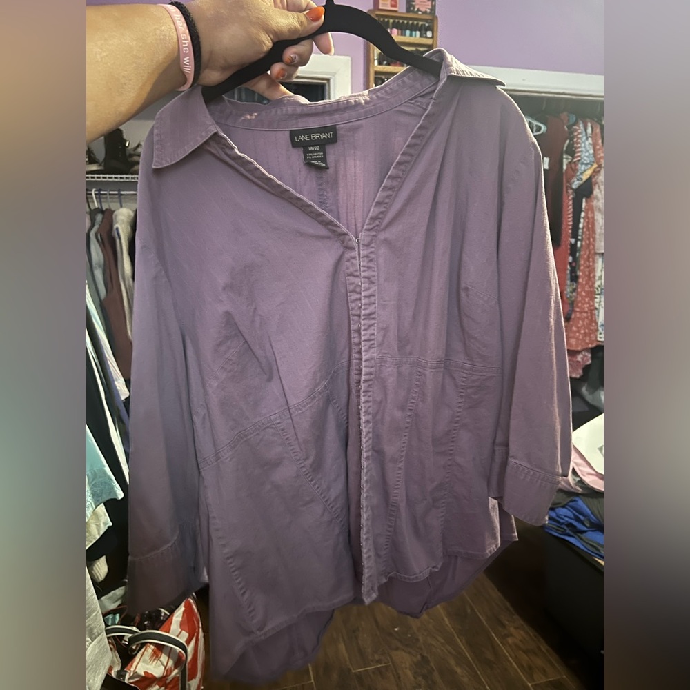 Lane Bryant Lavender Button-Up Blouse